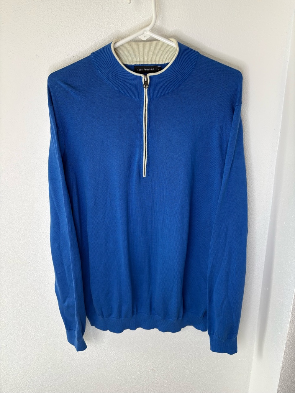 Paul Fredrick Men's Blue Quarter-Zip Sweater - L